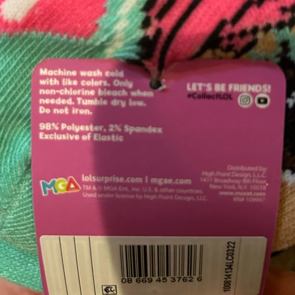 LOL Surprise 6pck Socks big Girls shoe sz 3-10